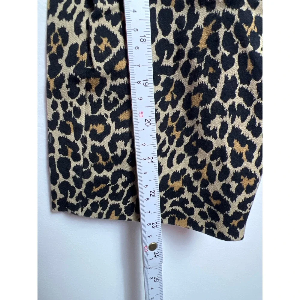 J. Crew Winnie‎ Pant Leopard Print Casual Career Women's 6 Cropped Straight Leg